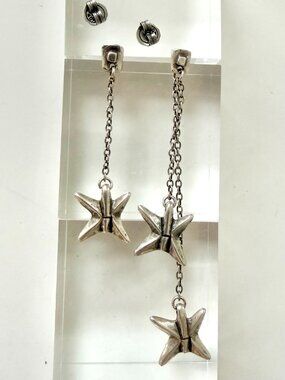 Uno De 50 Silver Star and Link Drop Earrings
